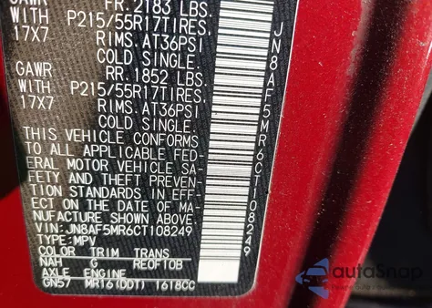 2012 Nissan Juke Sl z USA, uszkodzony, nr VIN JN8AF5MR6CT108249